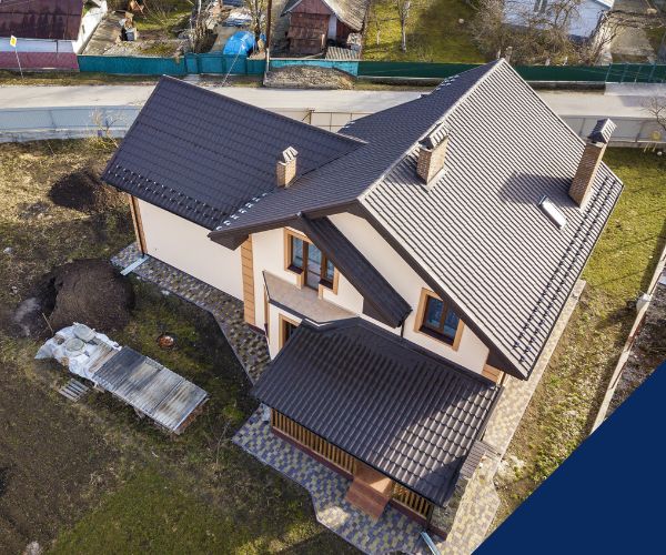 aerial view of metal roof