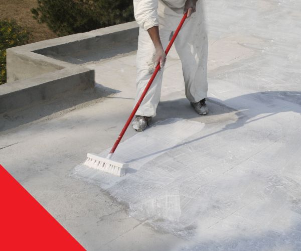 roof coating application to flat roof