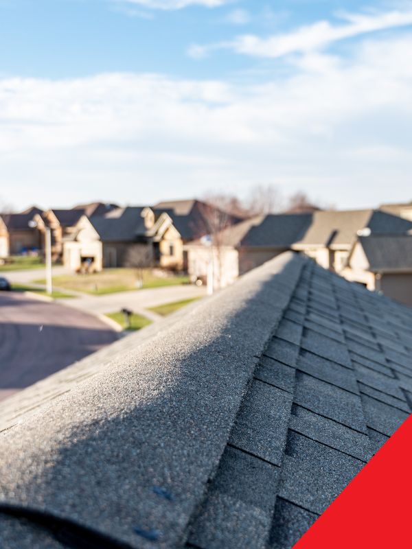 up close of shingles on roof peak